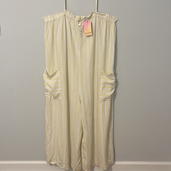 NWT Stoney Clover Yellow stripe jumper. Breezy one piece, Womens plus size 1x. - Picture 2 of 8
